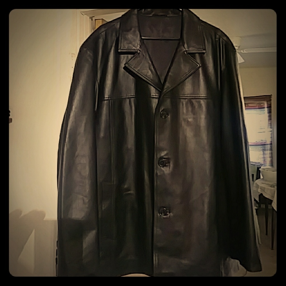 Luciano Natazze Mens Lambskin Leather Top coat
